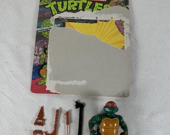 VTG TMNT Michelangelo Action Figure w/ Accessories & Cardback Playmates 1988, Teenage Mutant Ninja Turtles Gift, Tmnt Action Figure