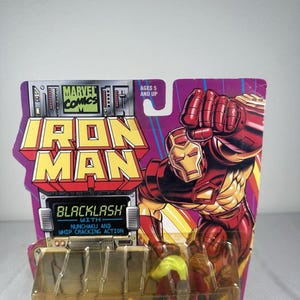 Figura de acción vintage de Iron Man - Blacklash de Marvel Comics ToyBiz de 1995, NUEVA Y SELLADA. Figura de acción vintage de Marvel. Figura de acción de Iron Man. imagen 2