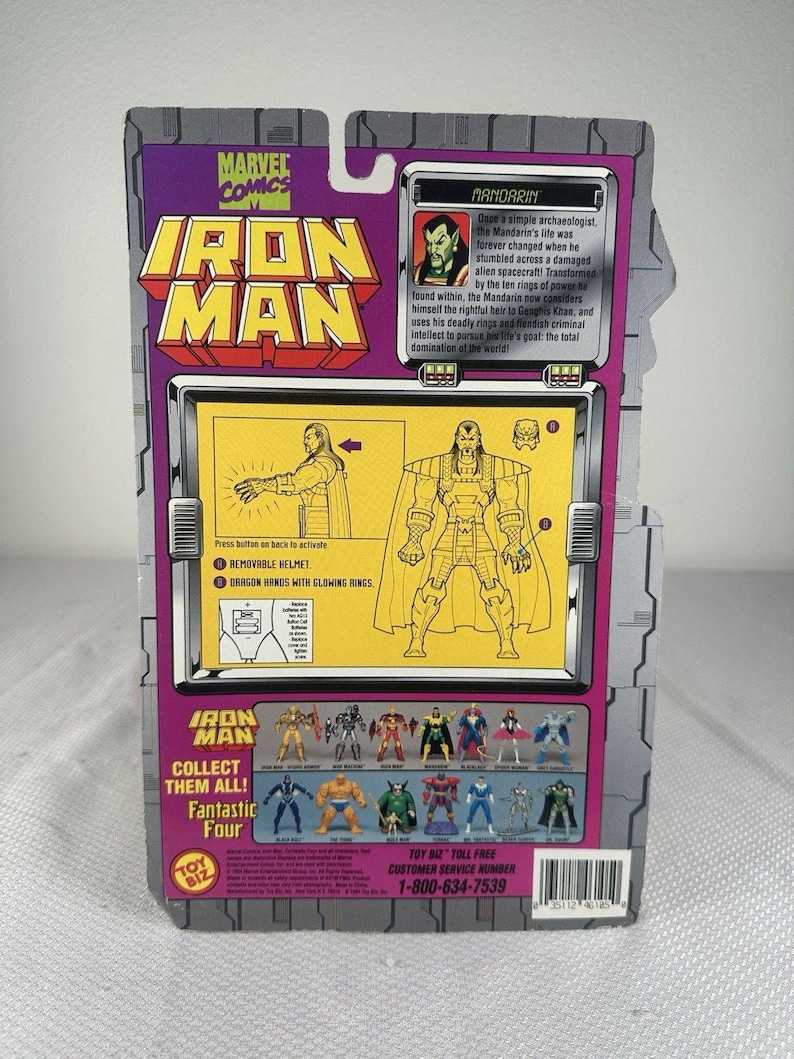 Marvel Comics ToyBiz 1995 Iron Man - Mandarin Light Up Action Figure Vintage NEW, Vintage Marvel Action Figure, Iron Man Action Figure image 6