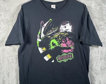 Vintage Beetle Juice House Neon Logo T-Shirt Men's Large Sand Worm Black Pink, Beetle Juice T-Shirt, Beetle Juice Gift, Beetle Juice Movie