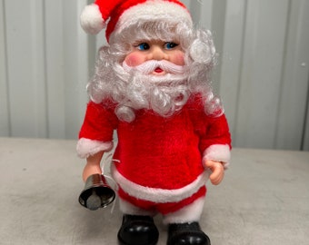 Vintage Santa Claus Ringing Bell Moving Musical Christmas Statue Figure Made in Taiwan, Vintage Santa Claus Statue, Santa Claus Decor