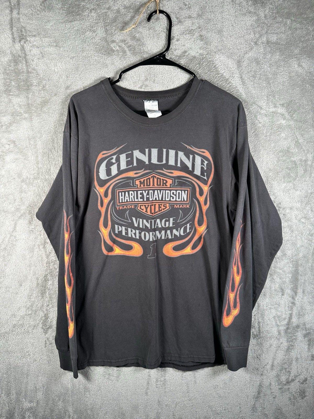 ハーレーダビッドソン 長袖 フレイムTシャツ メンズ Lサイズ ブラック