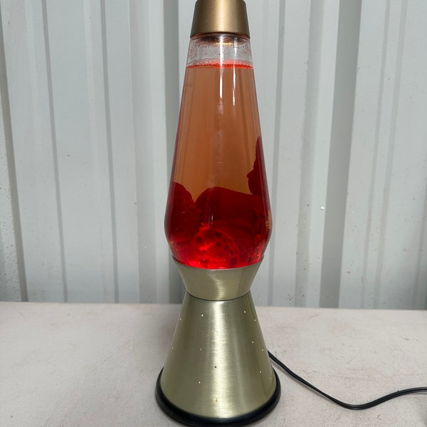 Vintage Original 1970s Leviton Lava Lamp with Pierced Spun Aluminum Base Works Made in USA, Vintage Lava Lamp, Working Lava Lamp