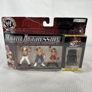 WWE Micro Aggression Triple Pack 2006 Jakks Rey Mysterio John Cena RVD Figures, Vintage Wrestling Action Figure Wwe Action Figure, Wwe Gift