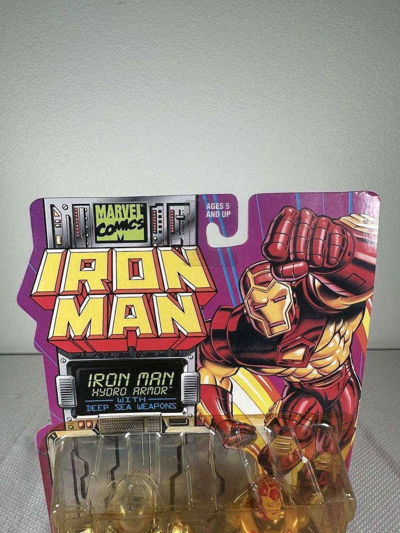 Marvel Comics ToyBiz 1995 Iron Man Hydro Armor Action Figure Vintage NEW SEALED, Vintage Marvel Action Figure, Iron Man Action Figure image 2