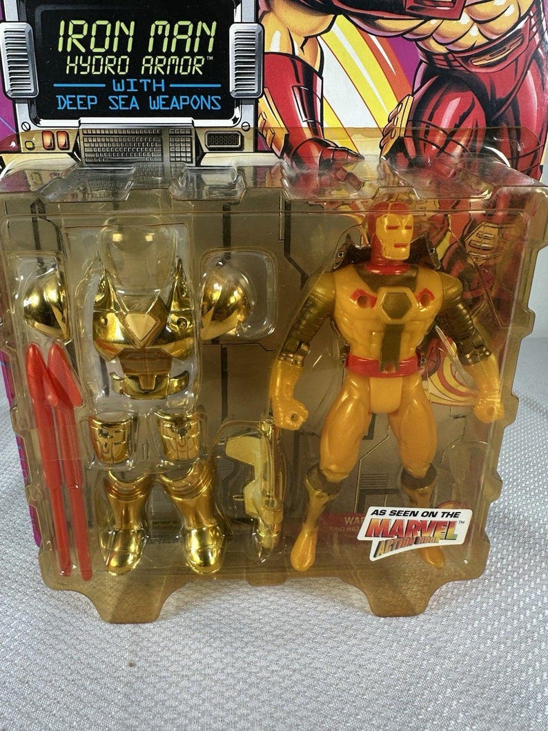 Marvel Comics ToyBiz 1995 Iron Man Hydro Armor Action Figure Vintage NEW SEALED, Vintage Marvel Action Figure, Iron Man Action Figure image 3