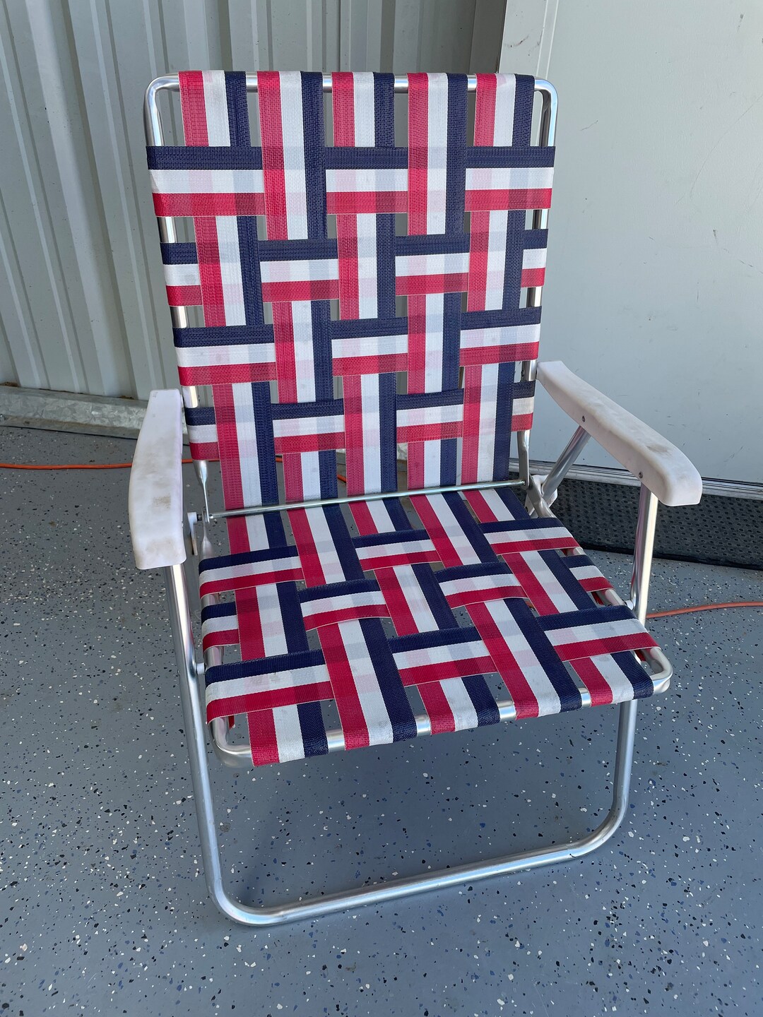 Vintage bed Folding Beach Lawn Chair Tall Plastic Arms Red Etsy