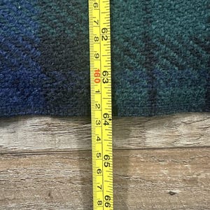 VTG Pendleton Green Blue Plaid Wool Blanket Throw Fringe Made in USA 64x50", Vintage Pendleton Wool Blanket, Pendleton Throw Blanket image 7