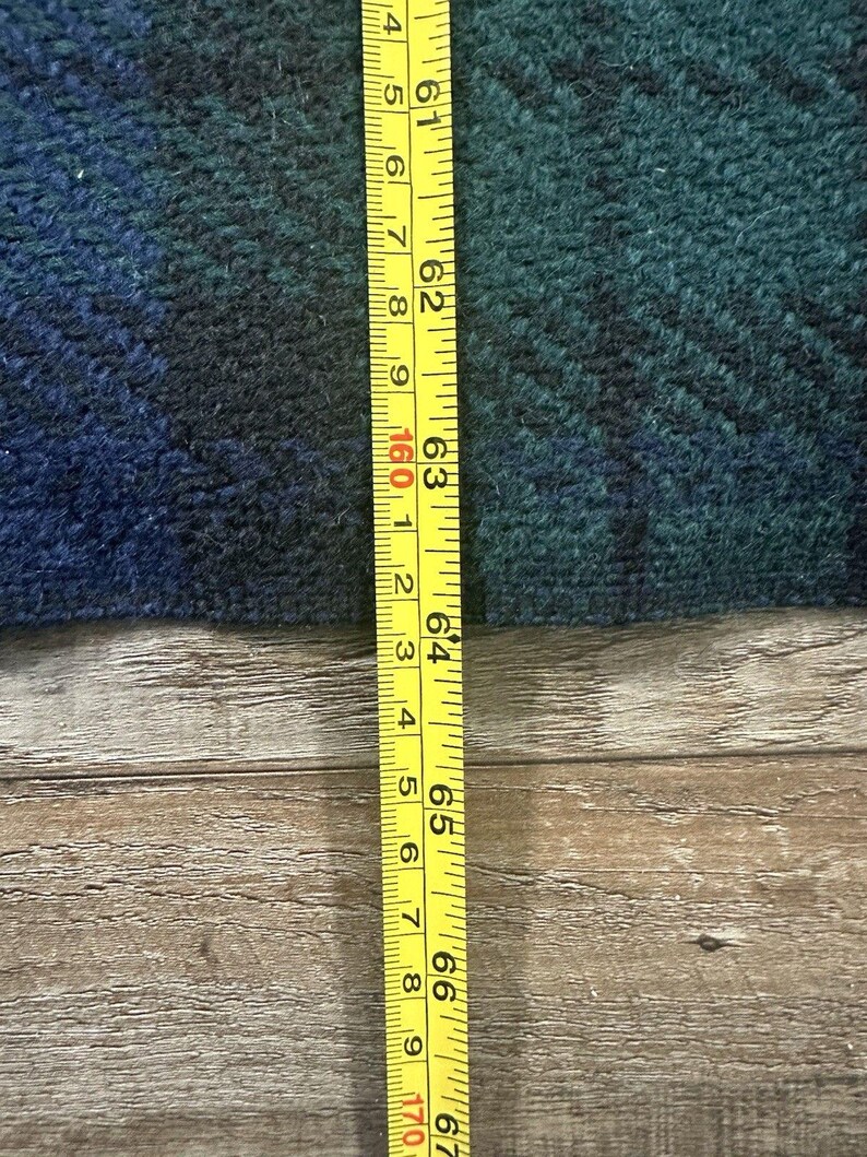 VTG Pendleton Green Blue Plaid Wool Blanket Throw Fringe Made in USA 64x50", Vintage Pendleton Wool Blanket, Pendleton Throw Blanket image 7