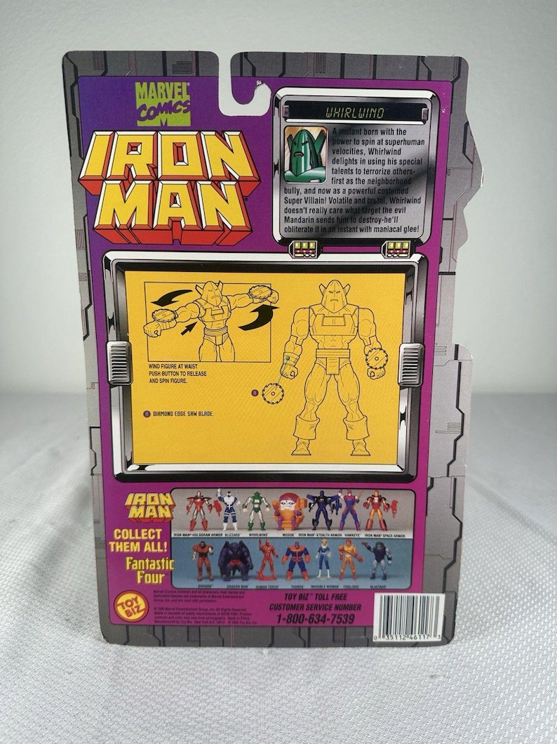 Marvel Comics ToyBiz 1995 Iron Man - Whirlwind Action Figure Vintage NEW SEALED, Vintage Marvel Action Figure, Iron Man Action Figure imagen 6