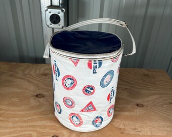 Vintage Pepsi Soda Insulated Round Cooler Ice Box 14" Tall 1970s Made in USA, Vintage Soda Cooler, Vintage Ice Chest, Pepsi Ice Box