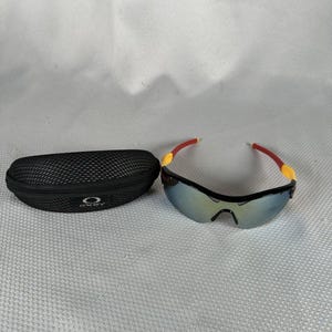 Vintage Oakley Sunglasses Radar Yellow & Red w/ Case 90s USA Sporty Rubber Frame, Oakley Sport Sunglasses, Oakley Sunglasses