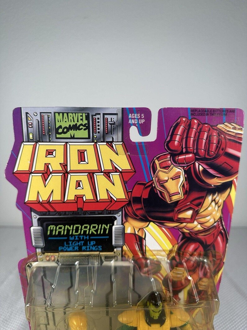 Marvel Comics ToyBiz 1995 Iron Man - Mandarin Light Up Action Figure Vintage NEW, Vintage Marvel Action Figure, Iron Man Action Figure image 2