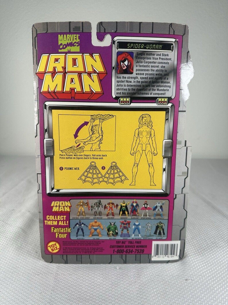 Marvel Comics ToyBiz 1995 Iron Man - Spider Woman Figurka akcji Vintage NEW, Vintage Marvel Figurka akcji, Figurka akcji Iron Man zdjęcie 6