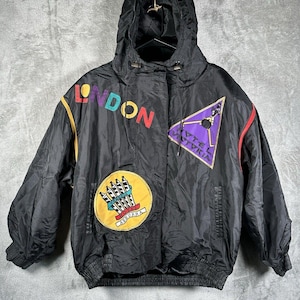 VTG J. Percy for Marvin Richards Patchwork Bomber Jacket Men Small Coat Black, Vintage Bomber Jacket, Patchwork Jacket, Vintage Windbreaker