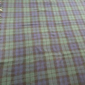 VTG Pendleton Green Blue Plaid Wool Blanket Throw Fringe Made in USA 64x50", Vintage Pendleton Wool Blanket, Pendleton Throw Blanket image 5