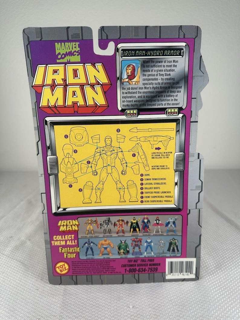 Marvel Comics ToyBiz 1995 Iron Man Hydro Armor Action Figure Vintage NEW SEALED, Vintage Marvel Action Figure, Iron Man Action Figure image 6