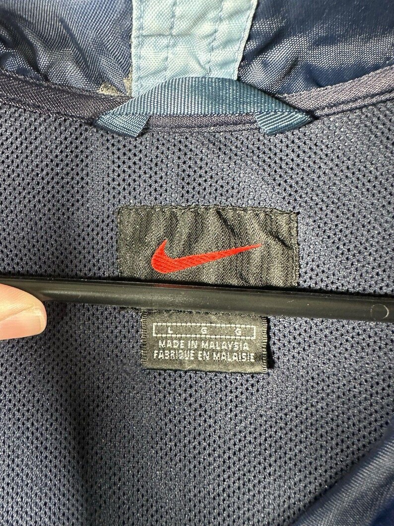 Vintage Nike 1/4 Zip coupe-vent veste homme grande bleu des années 90 rétro capuche, veste de survêtement Nike vintage, coupe-vent Nike vintage image 4