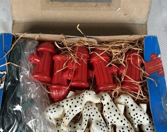 VTG Primal Lite Dalmation & Fire Hydrant Blow Mold String Lights Set NEW 1993, Vintage String Lights, Fire Fighter Gift, Dalmation