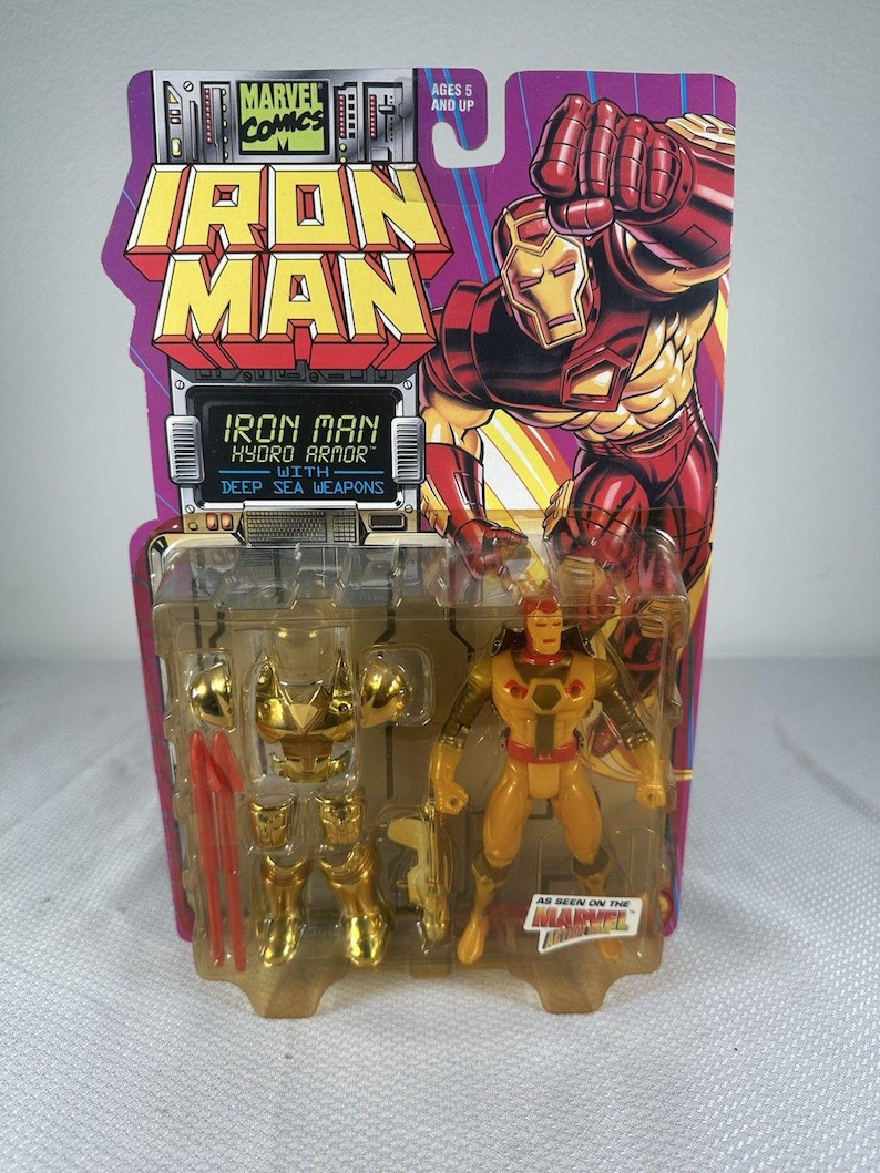 Marvel Comics ToyBiz 1995 Iron Man Hydro Armor Action Figure Vintage NEW SEALED, Vintage Marvel Action Figure, Iron Man Action Figure image 1