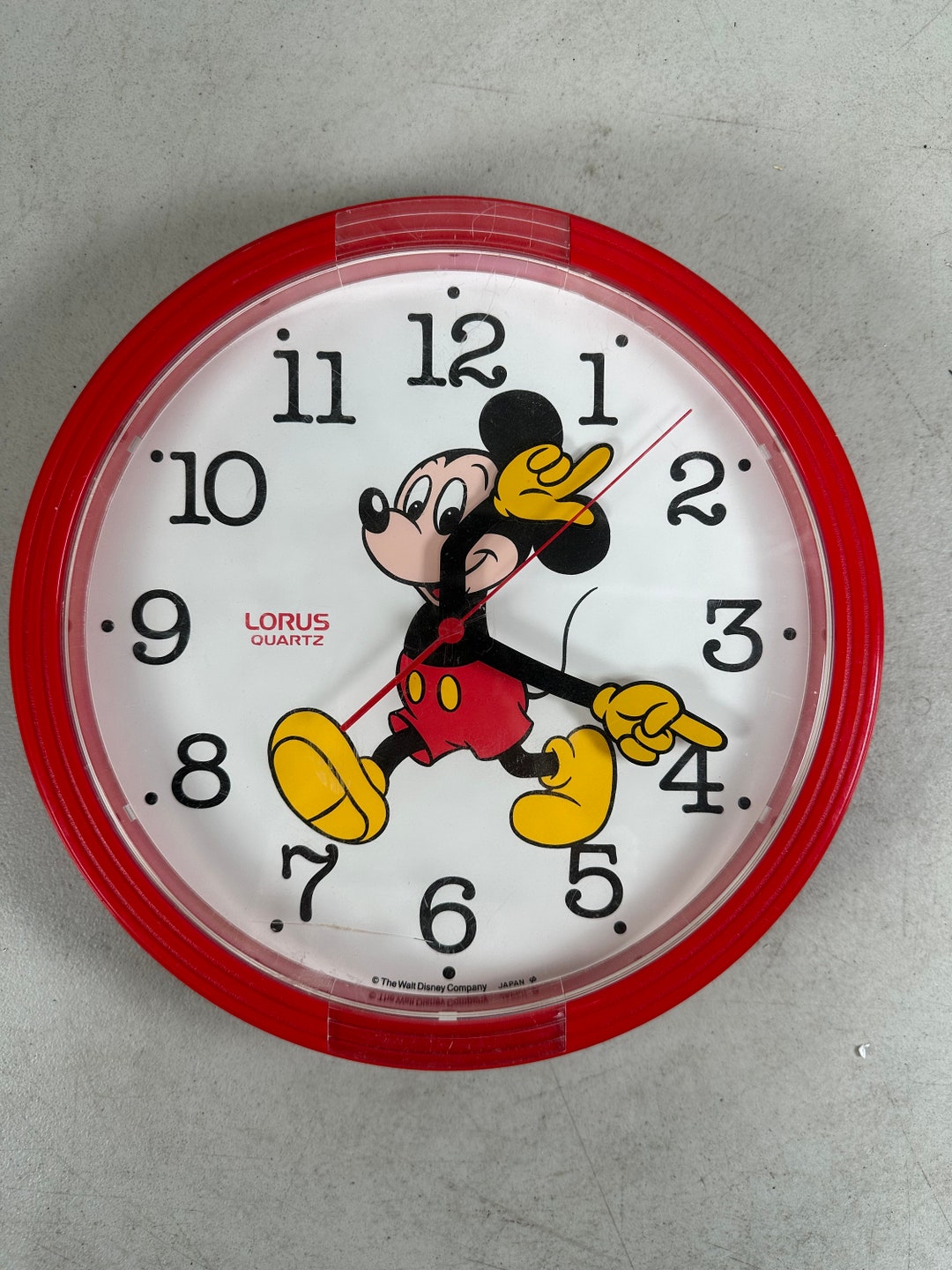 Vintage Disney Mickey Mouse Lorus Quartz Wall Clock Red and Etsy