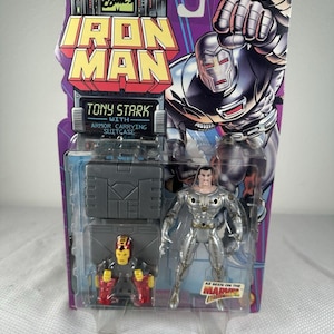 Marvel Comics ToyBiz 1995 Iron Man - Tony Stark Armor Suit Case Action Figure, Vintage Marvel Action Figure, Iron Man Action Figure image 1