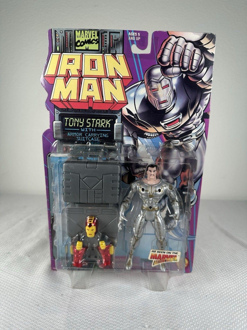 Marvel Comics ToyBiz 1995 Iron Man - Tony Stark Armor Suit Case Action Figure, Vintage Marvel Action Figure, Iron Man Action Figure image 1
