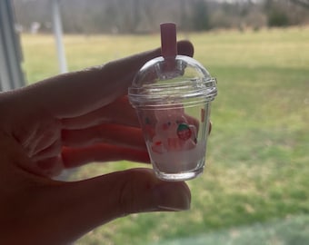 Strawberry bunny drink keychain