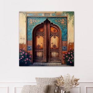 Iranian Door Painting Print | Canvas Wall Art for Home Decor | Persian Art Prints | Middle Eastern Boho Decor | Housewarming Gift for Her