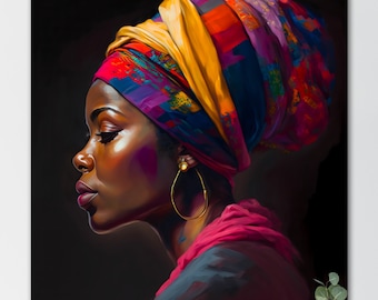 African American Art | Black Woman & Girl Art | African Decor | Colorful Wall Art | Oil Painting | Canvas Prints | Black Art Posters