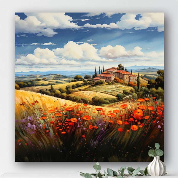 Rolling Hills of Tuscany Painting Print | Canvas Wall Art | Italy Landscape | Tuscany Home Decor | Living Room & Bedroom Decor
