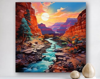 Grand Canyon Canvas Wall Art | National Park Poster | Arizona Mountain Art | Living Room & Kitchen Wall Decor