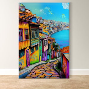 Valparaiso Cityscape, Vibrant Chilean Wall Art - Coastal Urban Decor, Colorful Architectural Print, Latin American Gift and Home Idea