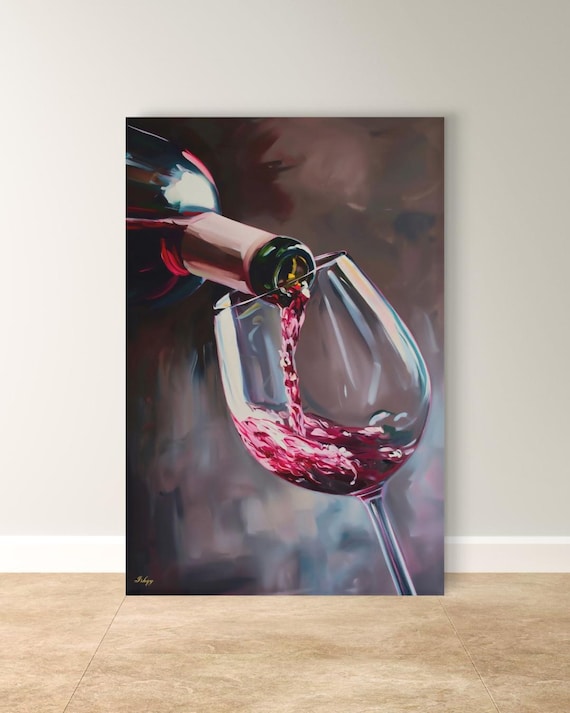 Red Wine Wall Art Canvas Print, Pouring Wine Glass Painting, Modern Kitchen  Bar Decor, Large Dining Room Wall Art - Etsy