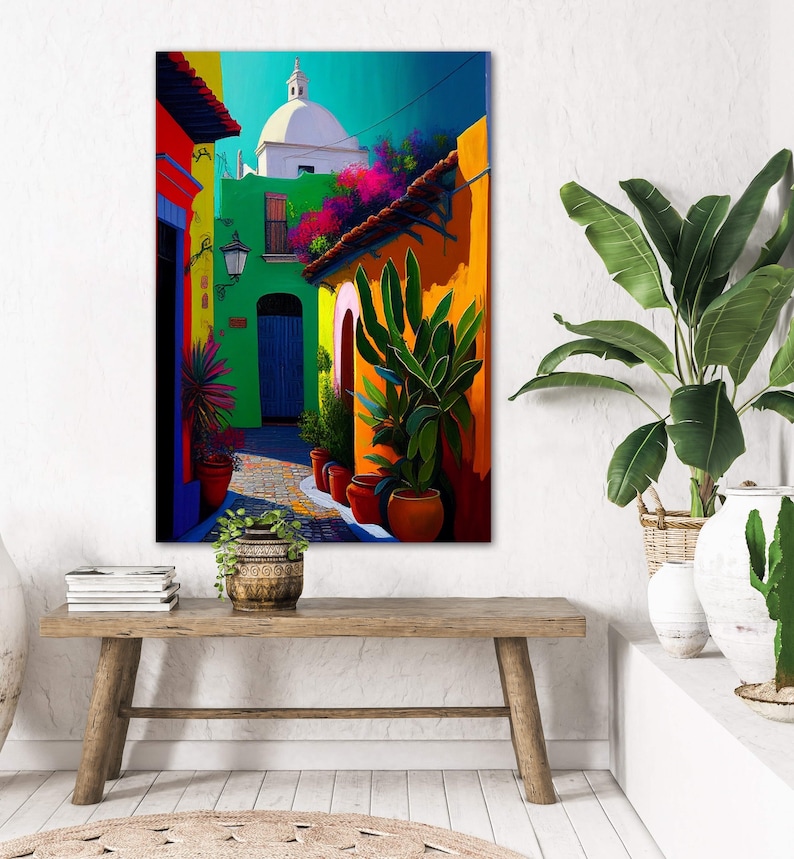 Mexican Art Modern Mexico Wall Art Oaxaca Painting Large Etsy