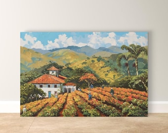Brasilien Kunst Leinwanddruck Minas Gerais, Kaffee Farm Landschaft, Kaffee Farm Landschaft, Brasilien Poster, Große Wandkunst