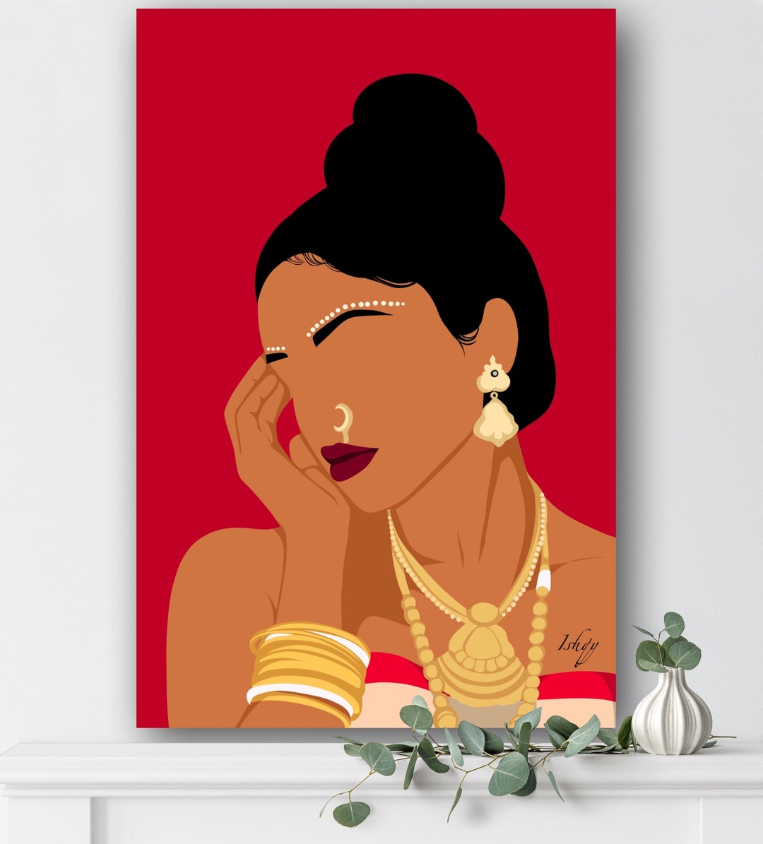 Indian Wall Decor Modern Indian Art Canvas Wall Art Red Indian Painting ...