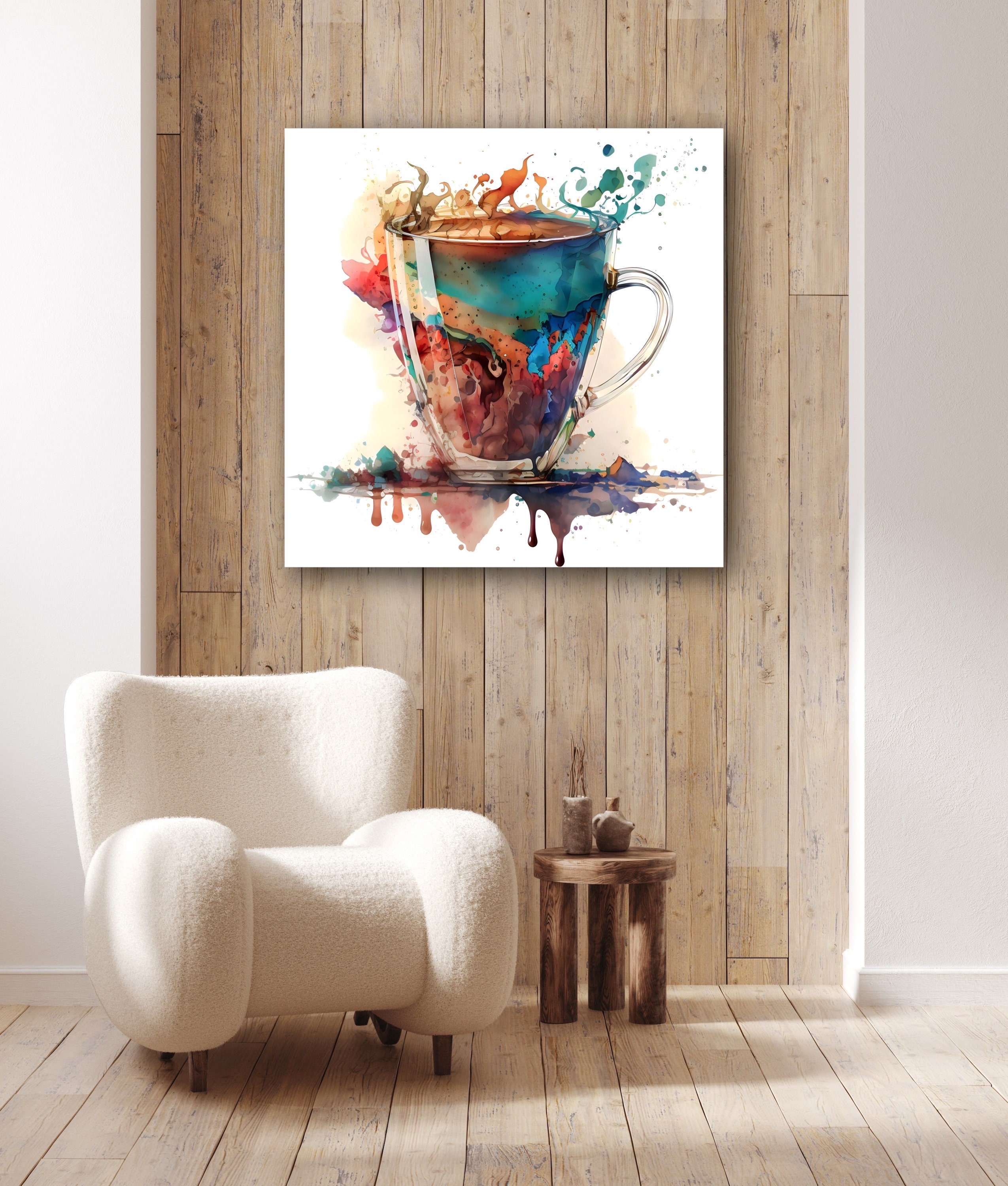 Kitchen Living Room Interior Wall Home Decor with Cuban Coffee Maker  pouring Hearts Canvas Print by Lubo