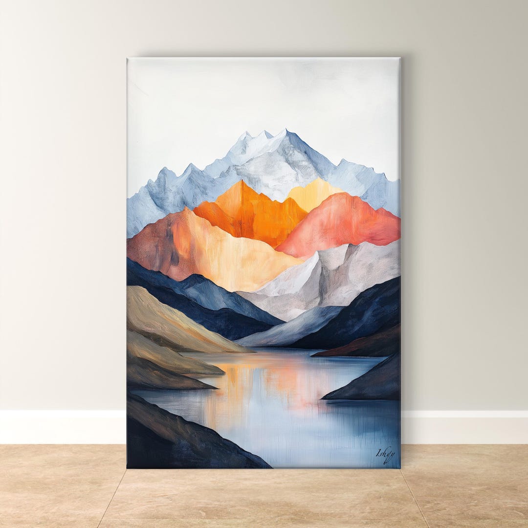 Abstract Mountain Wall Art, Minimalist Landscape Canvas Modern Nature ...