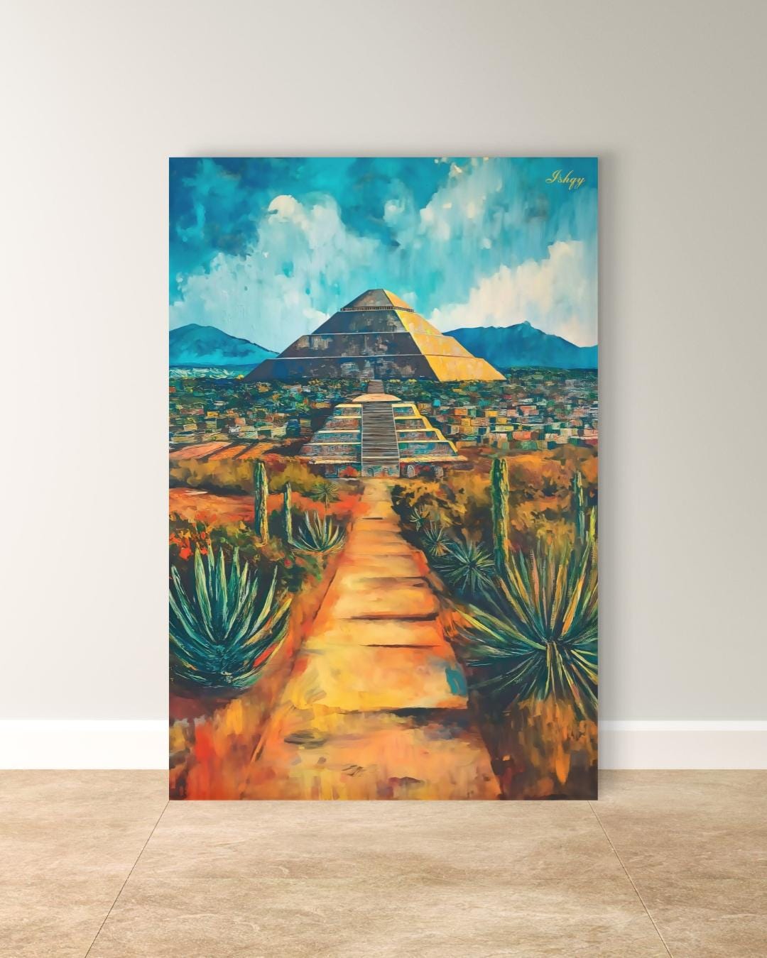 Cholula Pyramid Wall Art, Mexico Ancient Ruins Print, Aztec Landscape ...