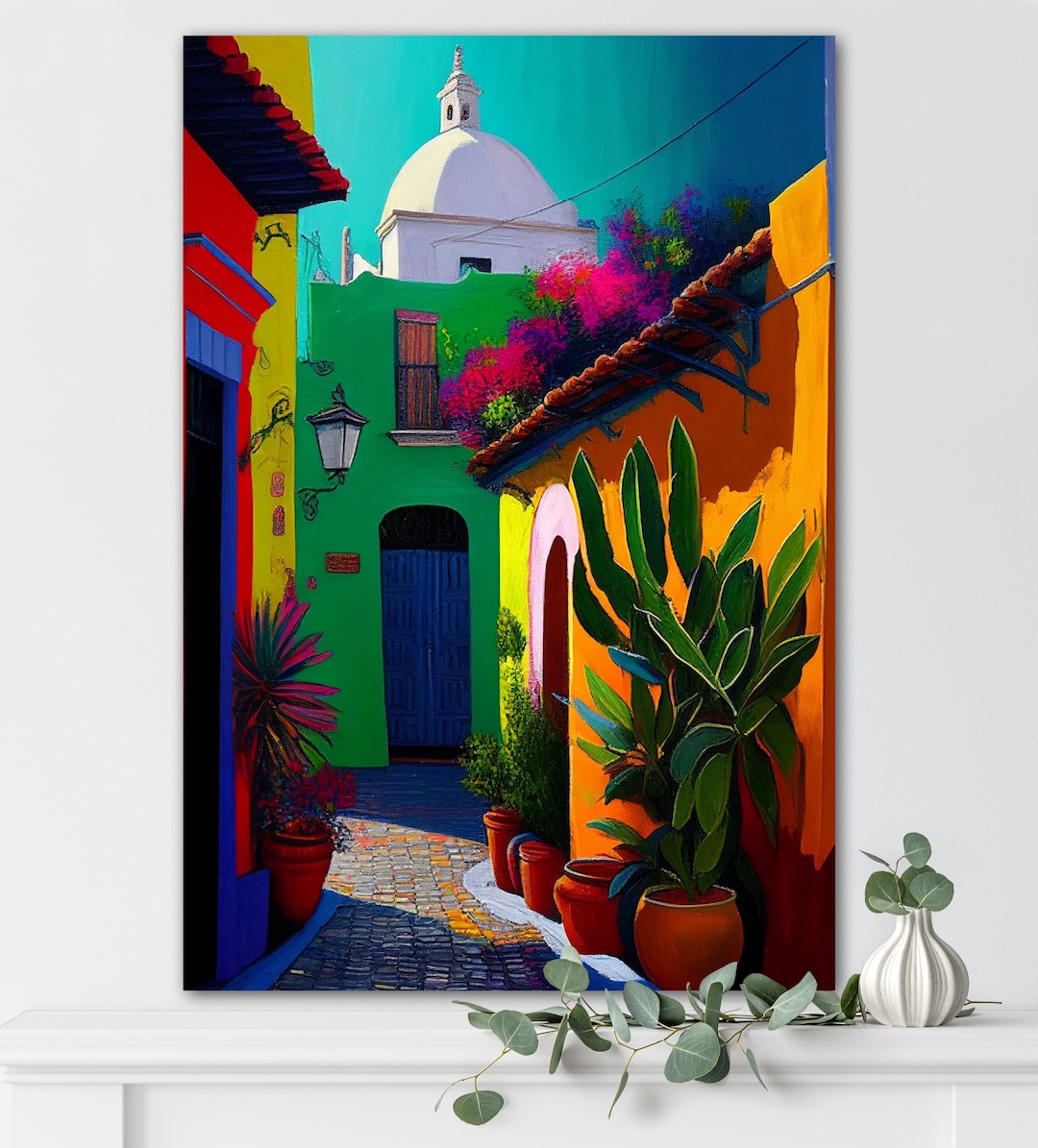 Mexican Art, Modern Mexico Wall Art, Oaxaca Painting, Large Mexican