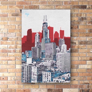 Chicago Skyline Digital Download | Printable Wall Art | Cityscape Home Decor | Digital Art Prints | Chicago Wall Art | Gift for Her