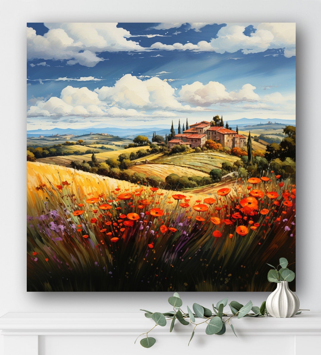 Rolling Hills of Tuscany Oil Painting Canvas Wall Art Italy Landscape