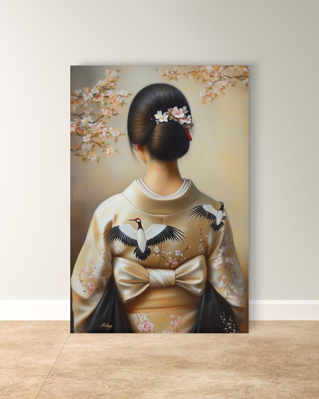 Japanese Woman Art Print Traditional Kimono Portrait For Zen Home Japanese Woman Art Print Traditional Kimono Portrait For Zen Home