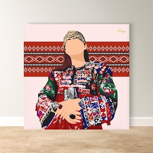Lienzo de niña afgana, lienzo enmarcado, impresión artística de retrato étnico, decoración con bordado tribal, arte de pared bohemio, regalo para su habitación