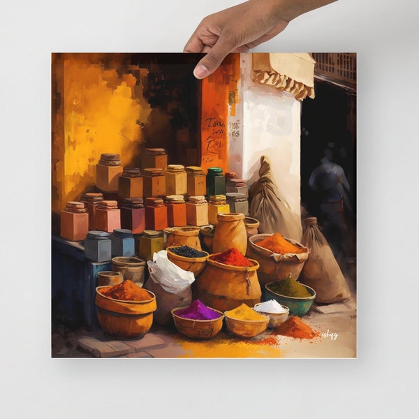Arabic & Indian Art Painting | Spices Kitchen Wall Decor | Canvas Prints | Dining Room and Kitchen Art | Indian Home Decor | India Art