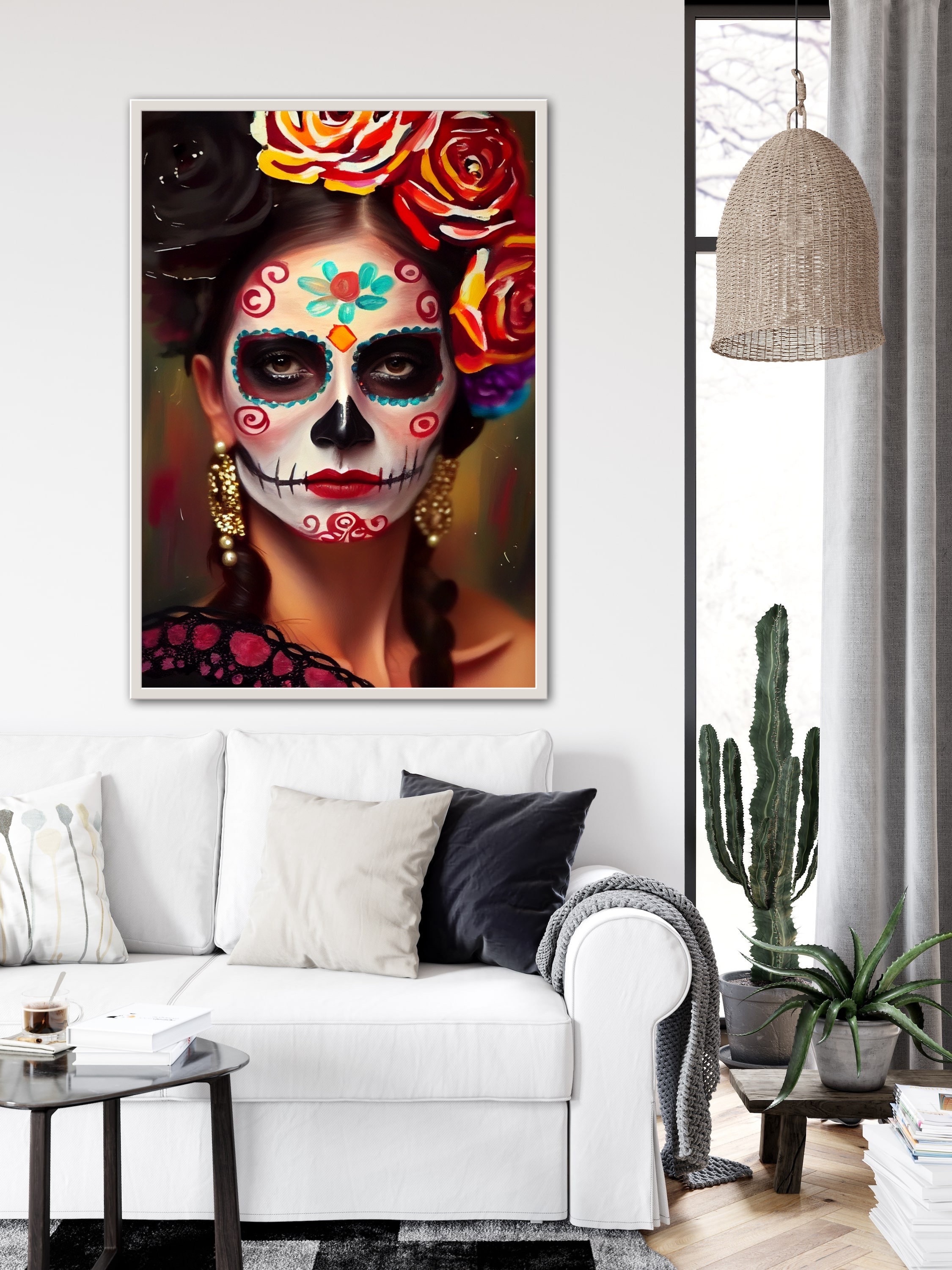 Mexican Folk Art Painting Mexican Art Poster Modern Woman Etsy