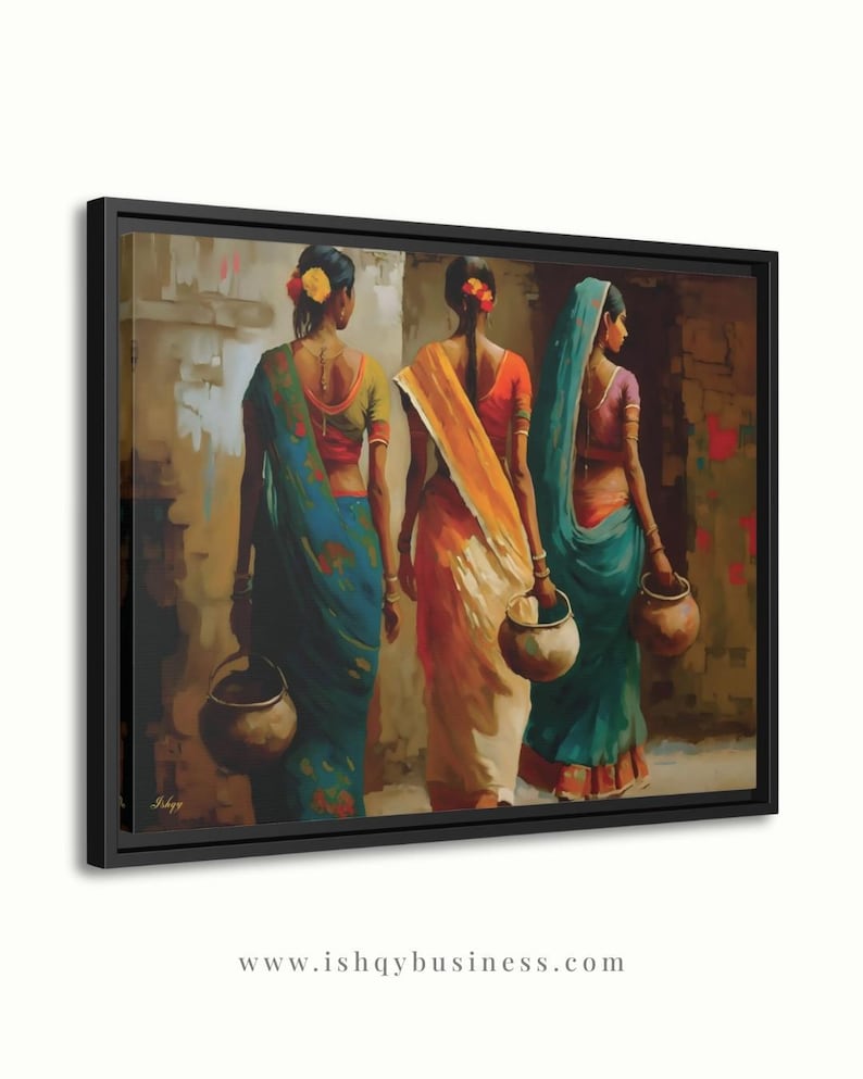 Indian Women Wall Art, Colorful Sari Canvas Print, Rajasthan Village Decor, Boho India Figure Art, Framed Canvas, Housewarming Gift
Indian Village Women Wall Art, Rural India Painting, Saree Women Canvas Art, Cultural Indian Home Decor, Traditional India Artwork