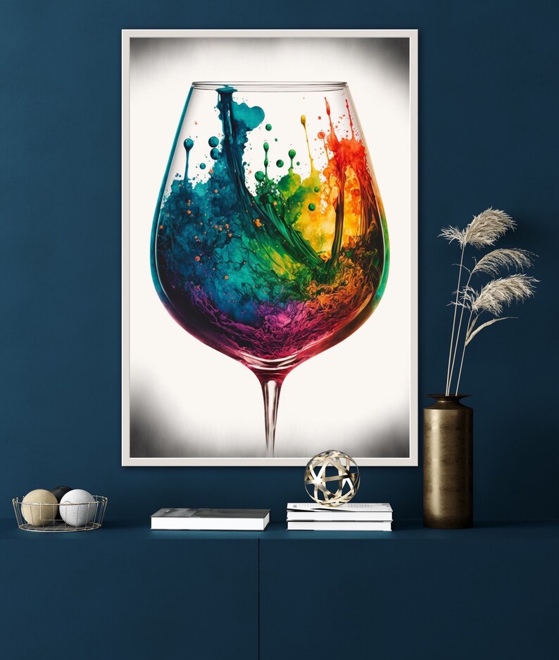 Wine Glass Wall Art Watercolor Wine Painting Home Decor Etsy