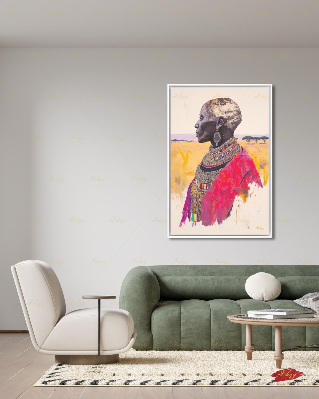 Maasai Woman Wall Art, African Woman Portrait Print, Tribal Canvas ...